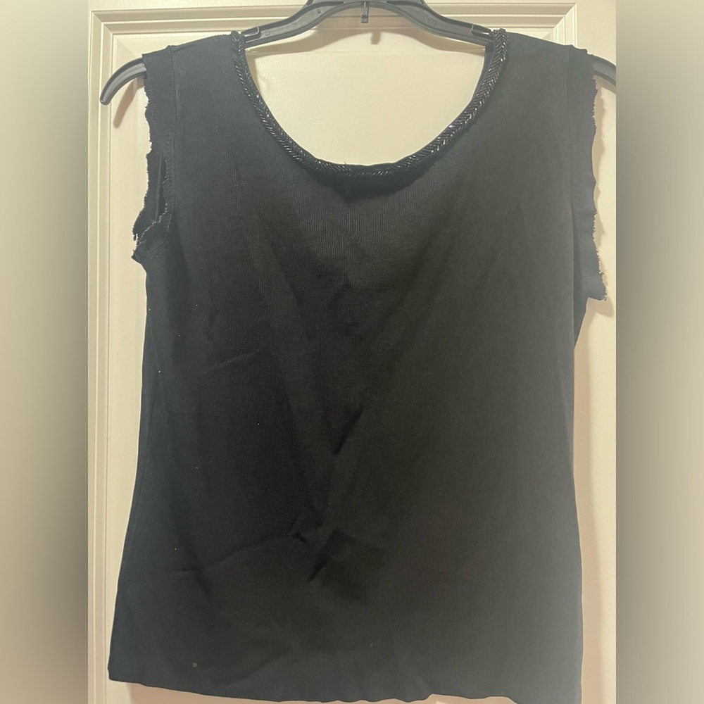 Black V Neck sequin Top